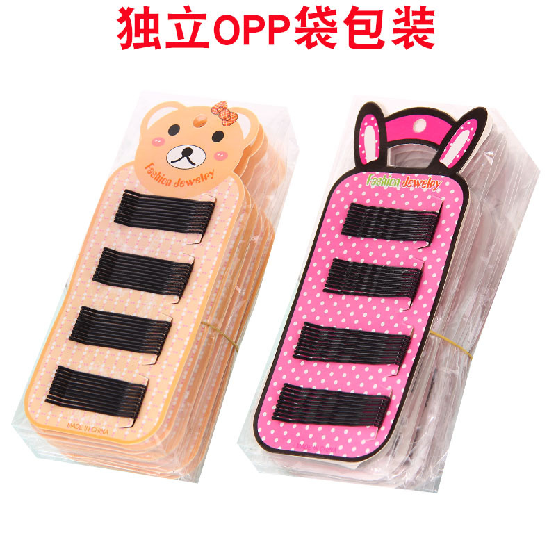 Korean version rabbit and bear Card 5cm6cm straight clip, black steel wire clip, 259 yuan, store-side clip, girls' fringe hair clip details Picture