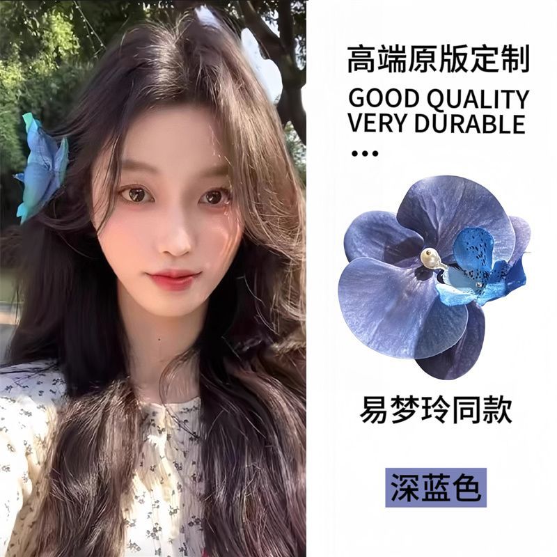 White Moonlight Organza Camellia Hairpin for Women, side bangs clip, seaside photo atmosphere hairpin, duckbill clip undefined
