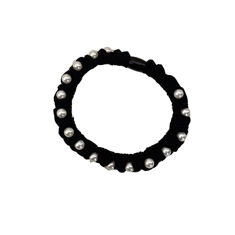 The Korean version of the exquisite hair band blogger has the same large and small pearl stud hair band, ponytail and bun hairstyle, and a cute hair band girl Item Picture