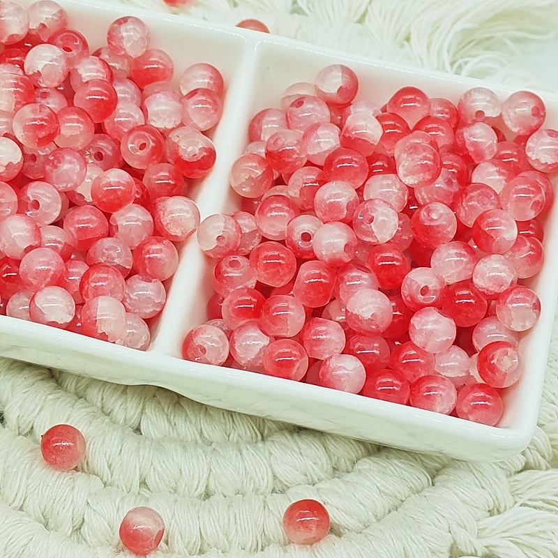 6mm jade broken glass beads, new ice-cracked beads, fresh and sweet diy accessories, fashionable scattered beads bracelet, small round beads undefined