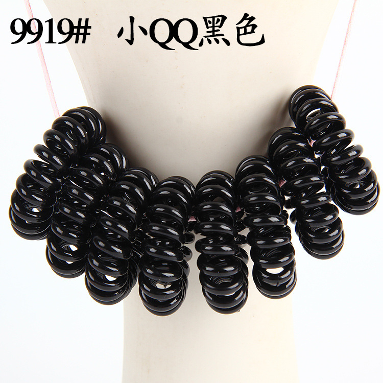 Black telephone line hair tie, large, medium and small sizes, Korean seamless, shiny, high-elastic hair tie, high ponytail hair band for women undefined