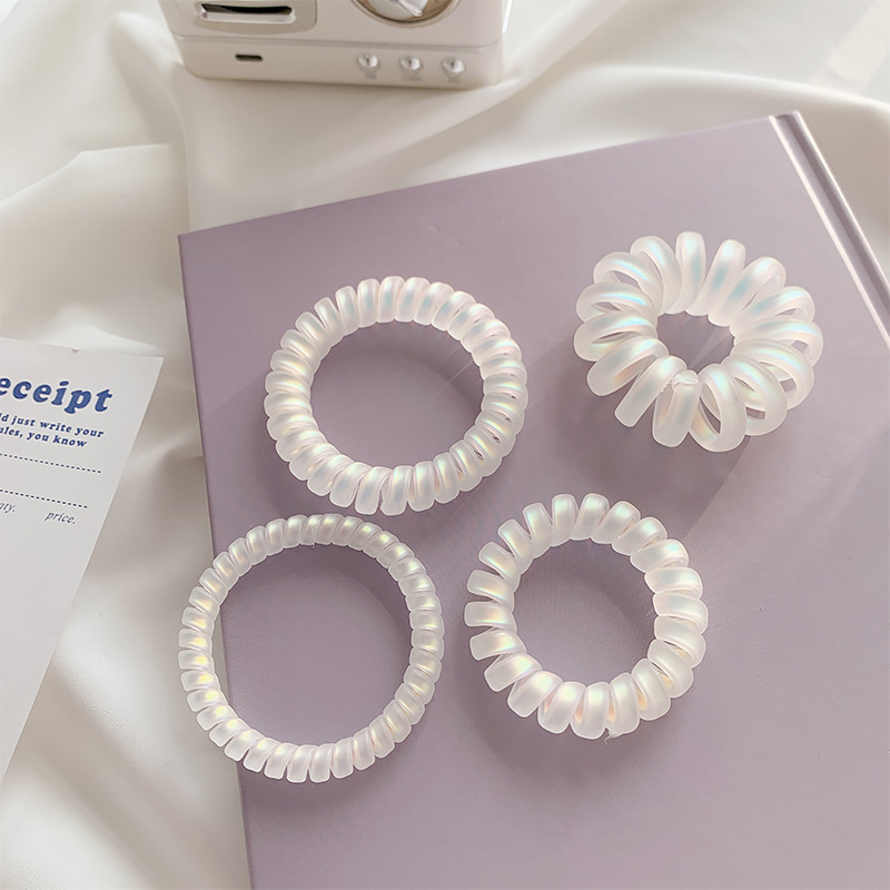 Cold and elegant white transparent telephone line hair tie, large and simple hair band, hair tie rubber band, popular online hair tie wholesale
