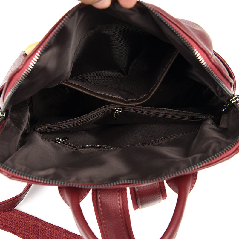 Fashion backpack for women 2024 New large-capacity trendy spliced women's backpack, Hong Kong-style soft leather bag Item Picture