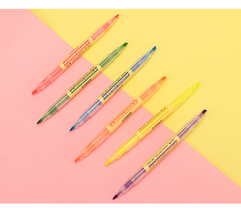 Baok MP4907 Fluorescent dual-head Highlighter pen, soft color eye-protecting color, student key point marking, planner, note and doodle pen pic 14