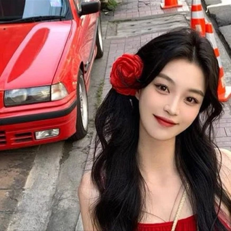 Caro's same rose flower hair clip for women, with a high-end and exquisite shark clip at the back of the head, and a large size for summer details Picture