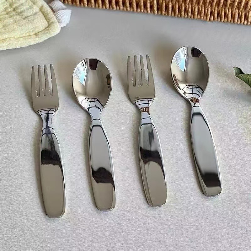 304 stainless steel spoon and fork set, dessert spoon, fork and spoon two-piece set, thickened baby food spoon, ice cream and yogurt spoon
