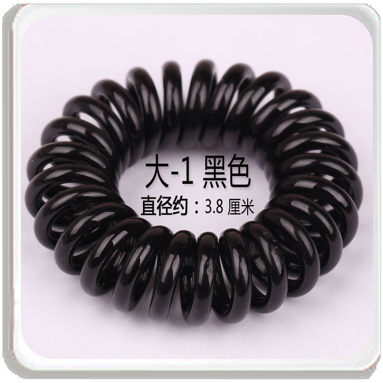 Black telephone line hair tie, large, medium and small sizes, Korean seamless, shiny, high-elastic hair tie, high ponytail hair band for women undefined