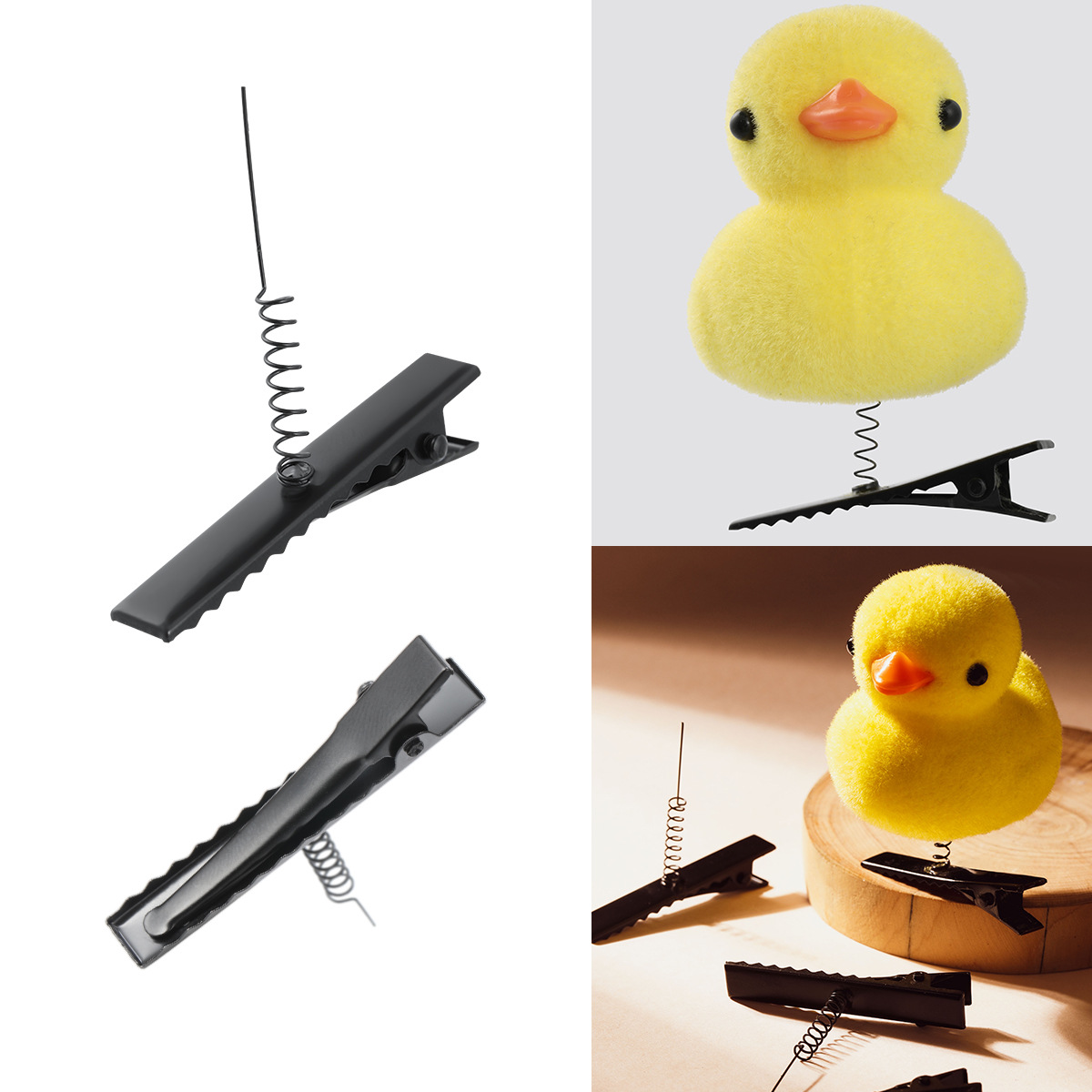 Yellow duck hair clip accessory, 4cm black spring duckbill clip, children's chick hair clip accessory, head accessory, a cute and adorable tool full image