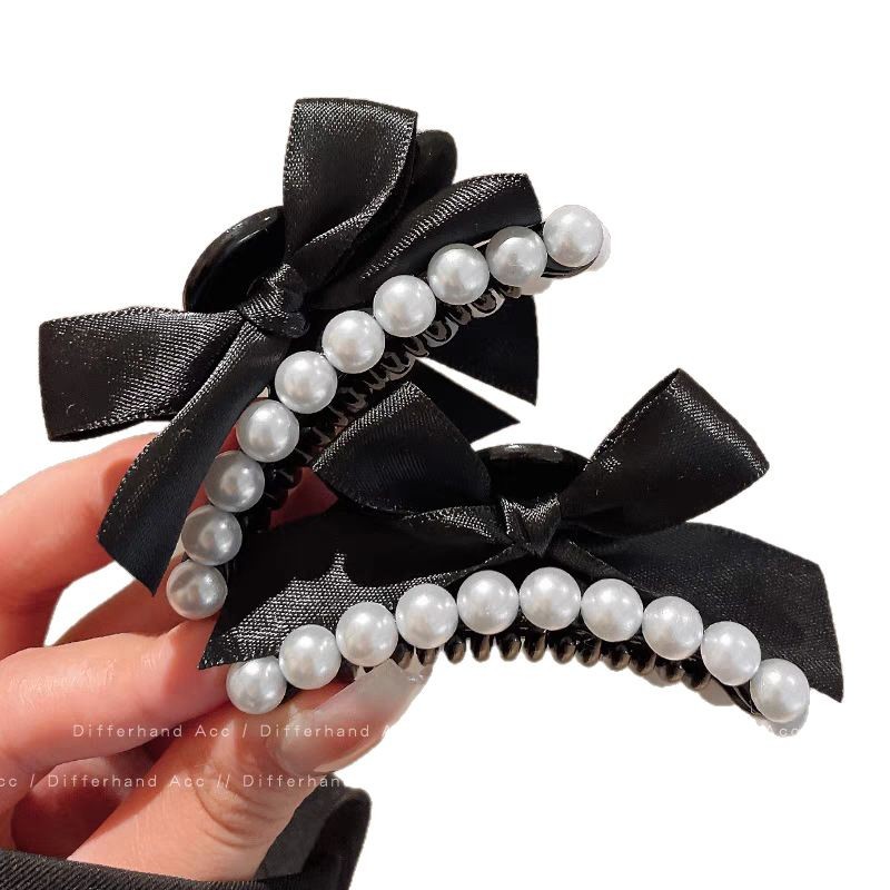 Pearl bow clip women's high-end style 2025 New princess hair clip Side clip bangs forehead clip headwear Item Picture