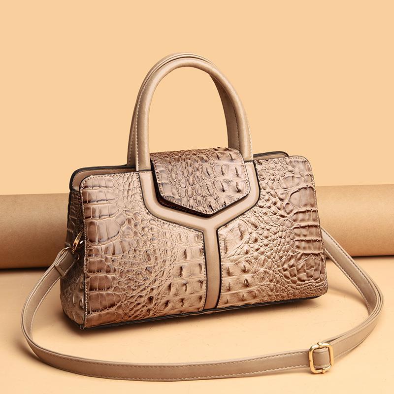 Ladies' handbag, crocodile-patterned single-shoulder bag, European and American fashion tote bag, retro large-capacity women's bag, zipper open lid undefined
