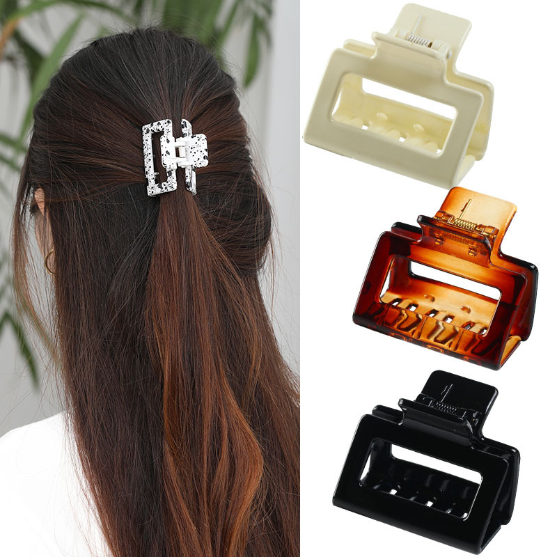 Cross-border best-selling black DIY grab clip, large straight clip, ponytail hair clip, 9 cm shiny black hair clip accessory Specification image