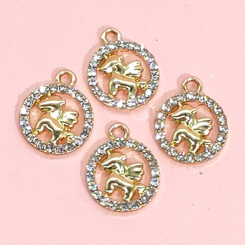 14k gold and diamond-encrussed pendant, DIY jewelry accessory, bracelet, necklace, beaded accessory, cartoon alloy dot diamond pendant undefined