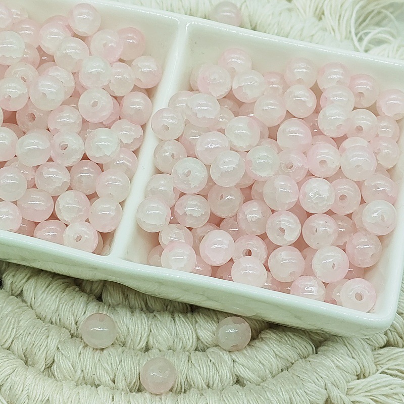 6mm jade broken glass beads, new ice-cracked beads, fresh and sweet diy accessories, fashionable scattered beads bracelet, small round beads undefined