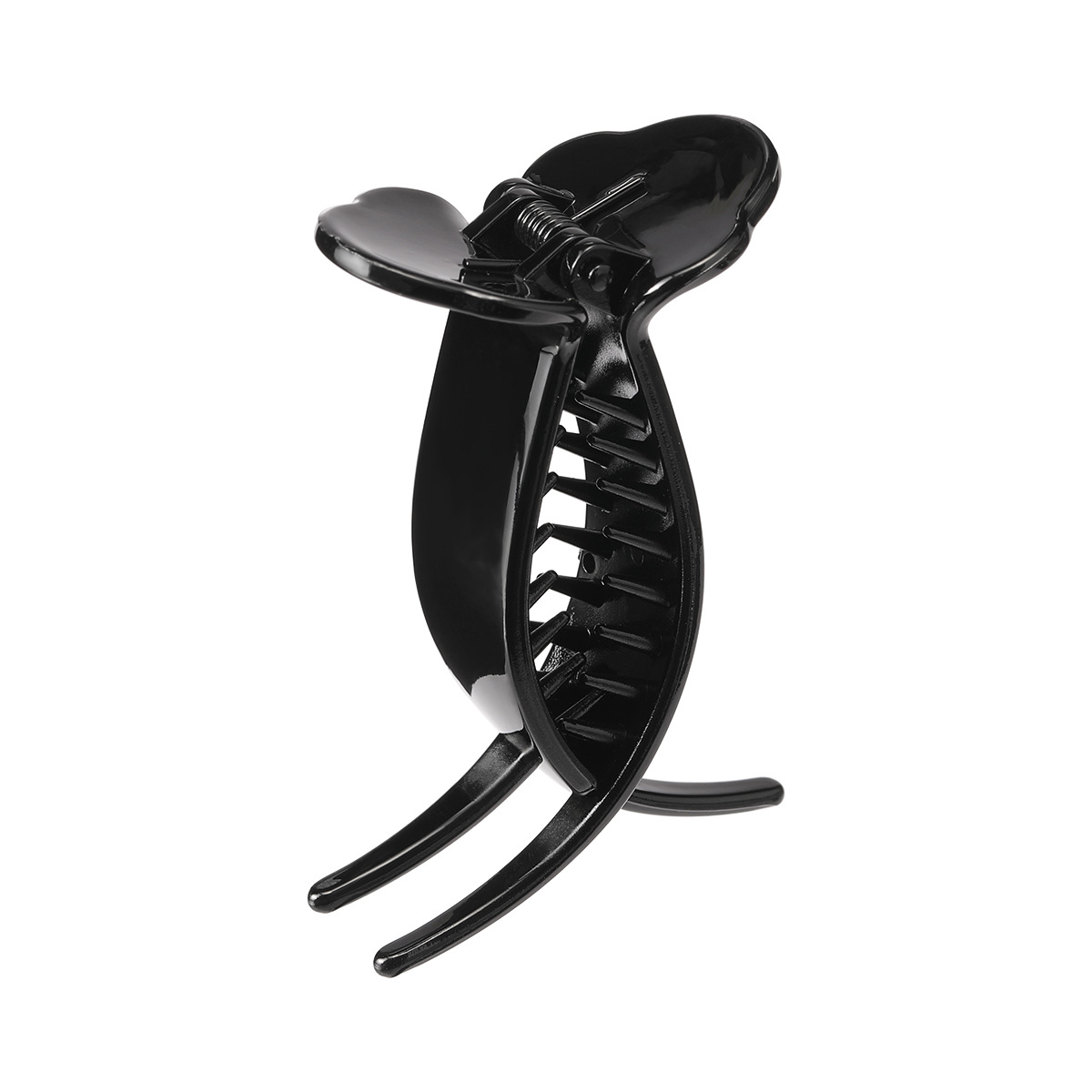 Korean-style bun hair clip, medium-sized ponytail clip, 5.3*3.1cm, small shark clip, bright black champagne diy hair clip base Item Picture