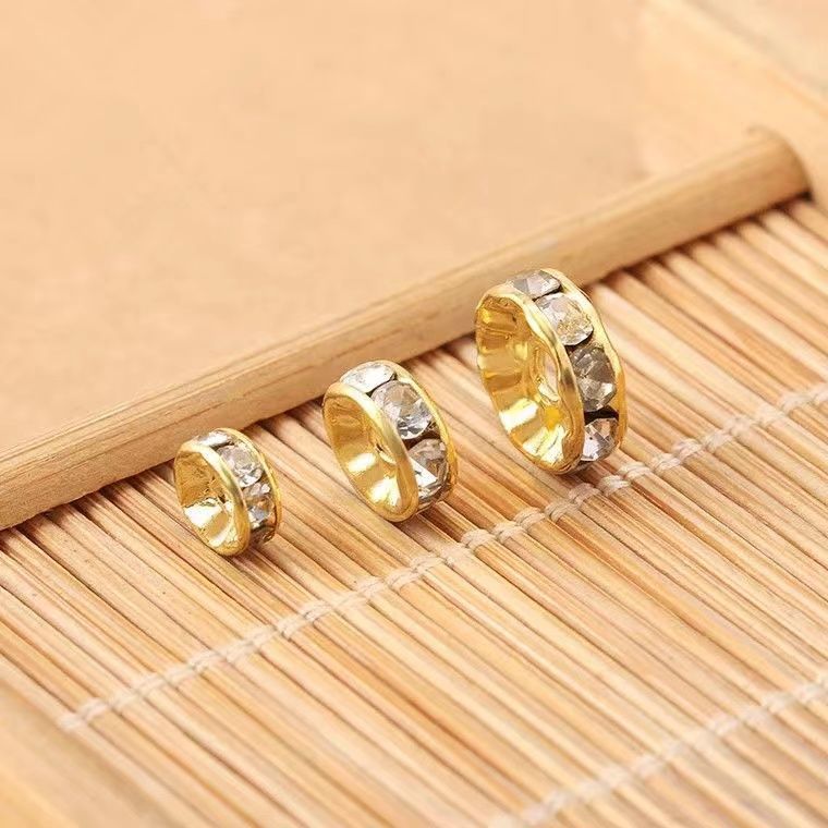 4mm/6mm/8mm diamond ring copper diamond-encrusted spacer beads and spacers with diamond spacers, diy handmade jewelry accessory bracelet materials undefined