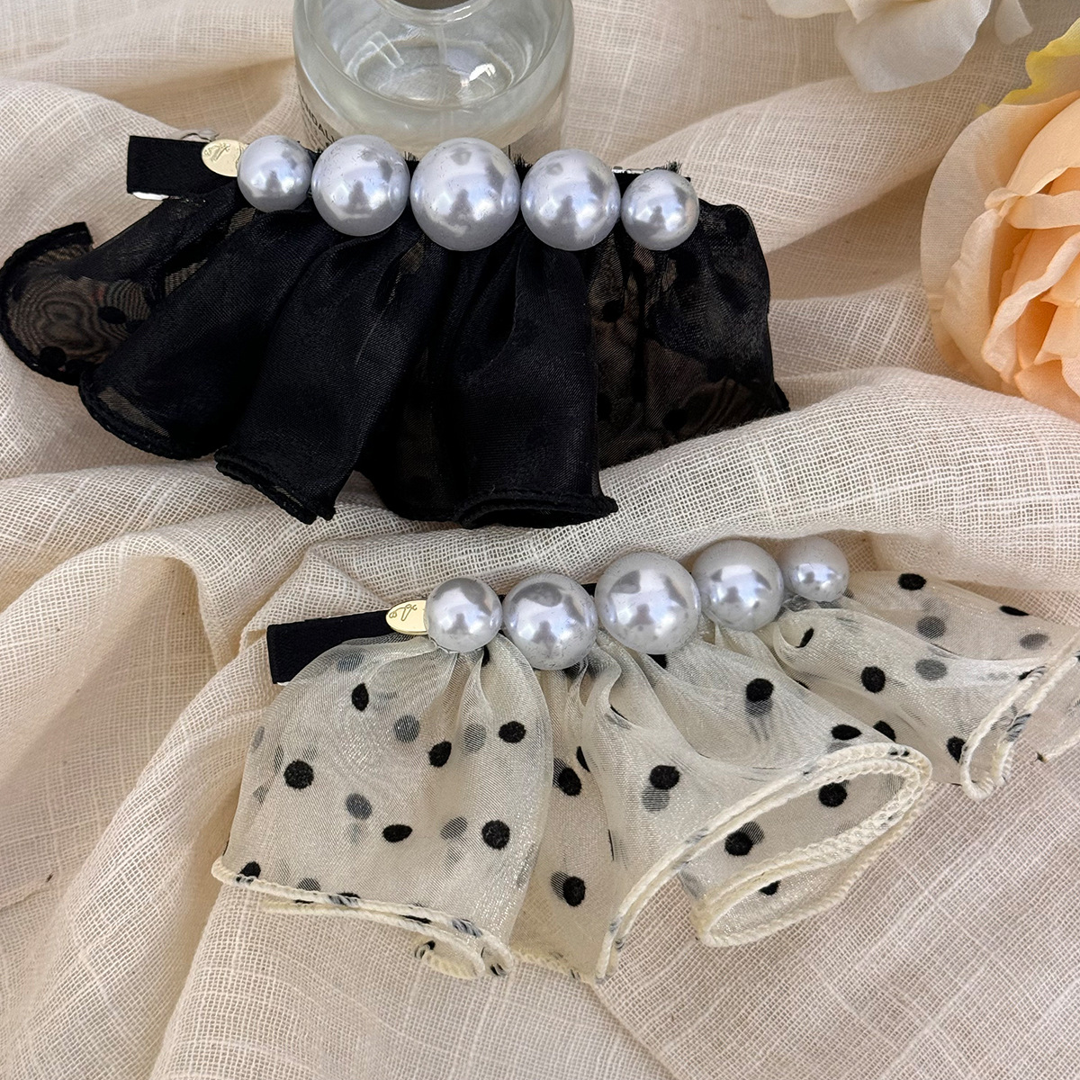 Elegant lace headpiece, stylish hair clip, high-end look at the back of the female head, semi-tied hair, spring clip, ponytail button, 2025 new style