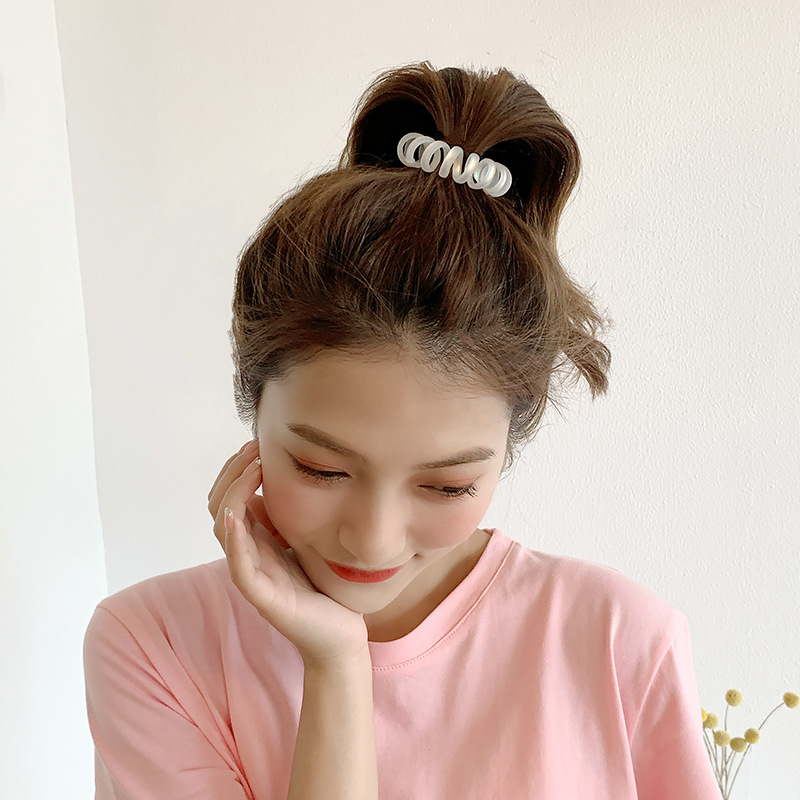 Cold and elegant white transparent telephone line hair tie, large and simple hair band, hair tie rubber band, popular online hair tie wholesale details Picture