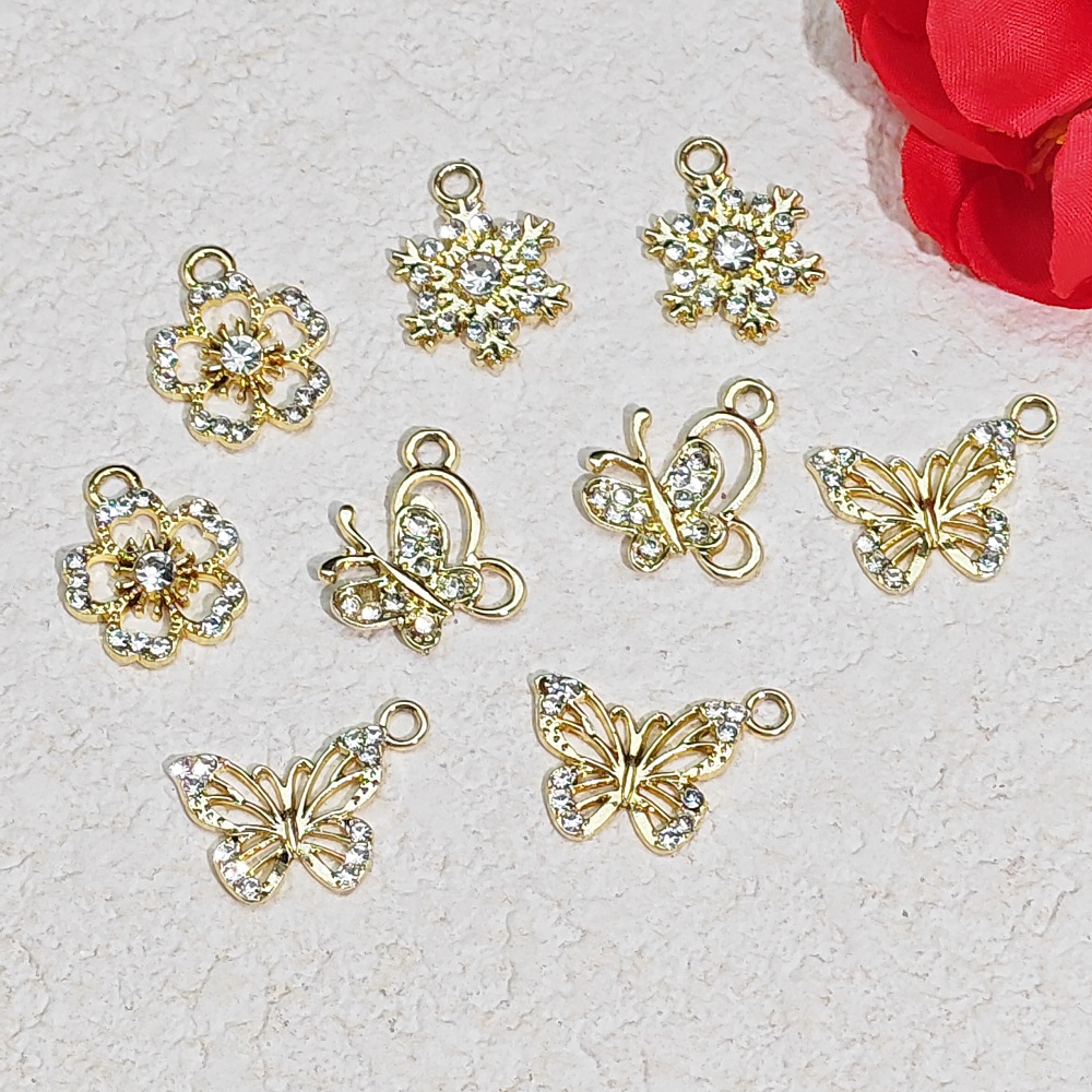 14k gold and diamond-encrussed pendant, DIY jewelry accessory, bracelet, necklace, beaded accessory, cartoon alloy dot diamond pendant Specification image
