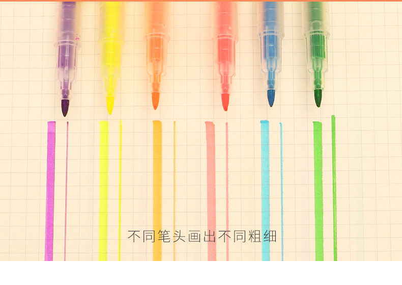 Baok MP4907 Fluorescent dual-head Highlighter pen, soft color eye-protecting color, student key point marking, planner, note and doodle pen pic 8