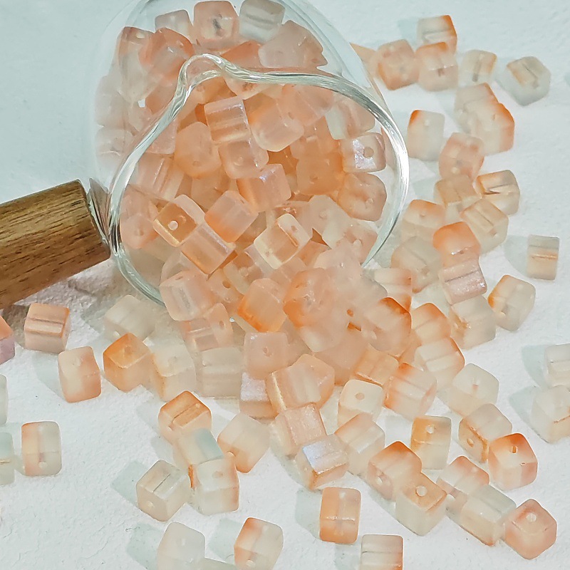 Factory wholesale of 7mm square crystal loose beads of frosted glass sugar for diy handcrafted beaded bracelet materials undefined