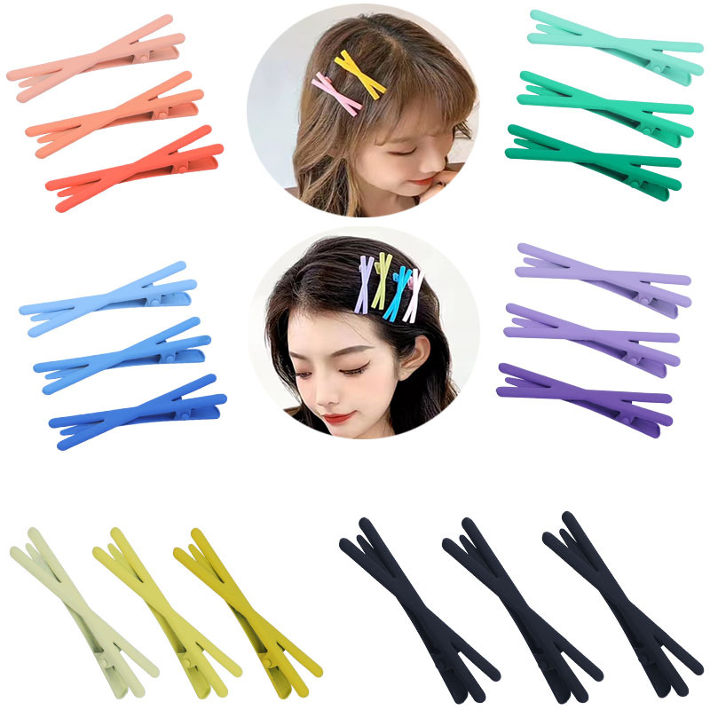 Korean sweet girl-style gradient cross hairpins, bangs clips, broken hairpins, cute ins side clips, candy-colored cards full image