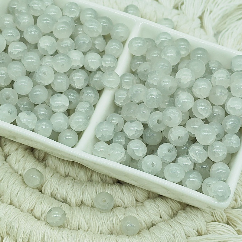 6mm jade broken glass beads, new ice-cracked beads, fresh and sweet diy accessories, fashionable scattered beads bracelet, small round beads undefined