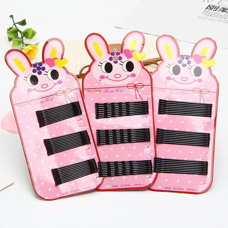 Korean-style black one-piece hair clip set, lacquered wavy BB clip clip, small steel clip edge clip hair accessory details Picture