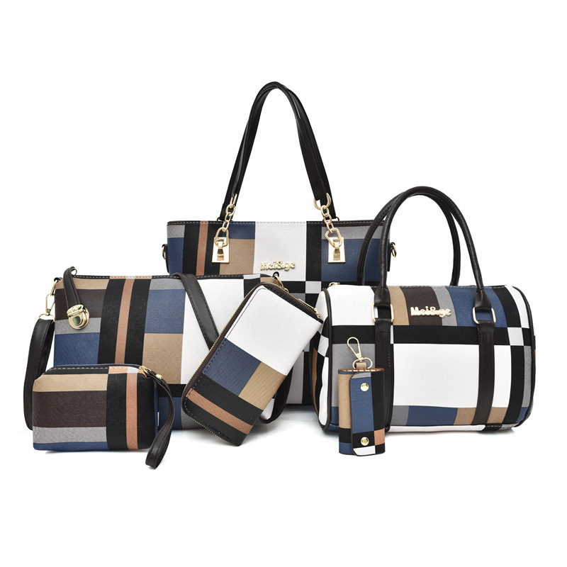 2024 New six-piece set of mother and child bags, women's bag with bone texture, European and American style, single-shoulder crossbody handbag, factory direct sales undefined