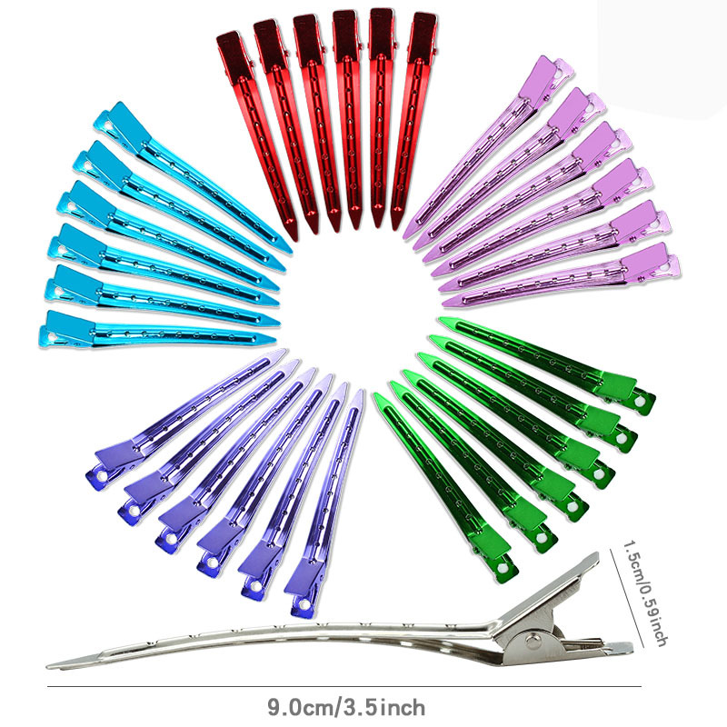 Stainless steel electroplated duckbill clips, color hair straighteners, steel clips, one-line zoned positioning clips, hair curls, hand-pushed corrugated clips full image