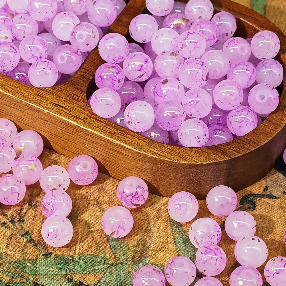 Wholesale of 8/10mm white jade material ink-wash Chinese ancient-style jewelry accessories, gold-sprinkled scattered beads and stringing materials undefined