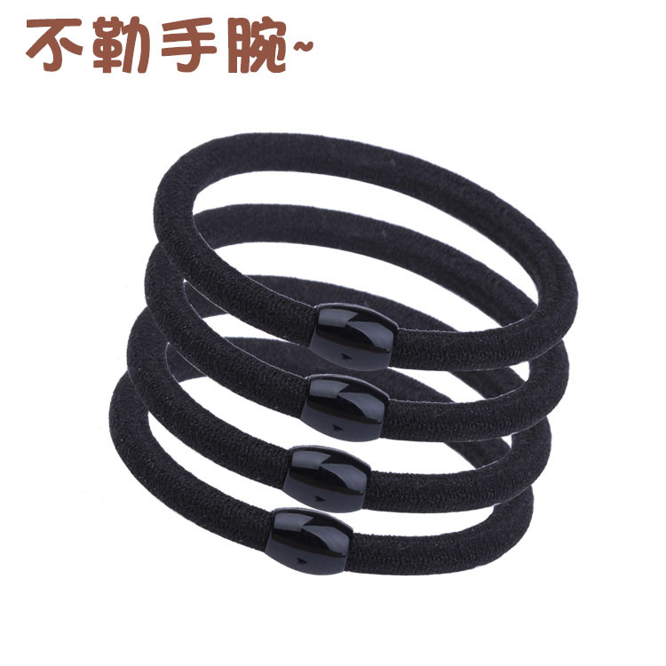 Han Guo bi's self-kept basic solid color black is versatile. It can be used for tying hair in a ponytail bun, hair loops, hair ties and leather bands details Picture