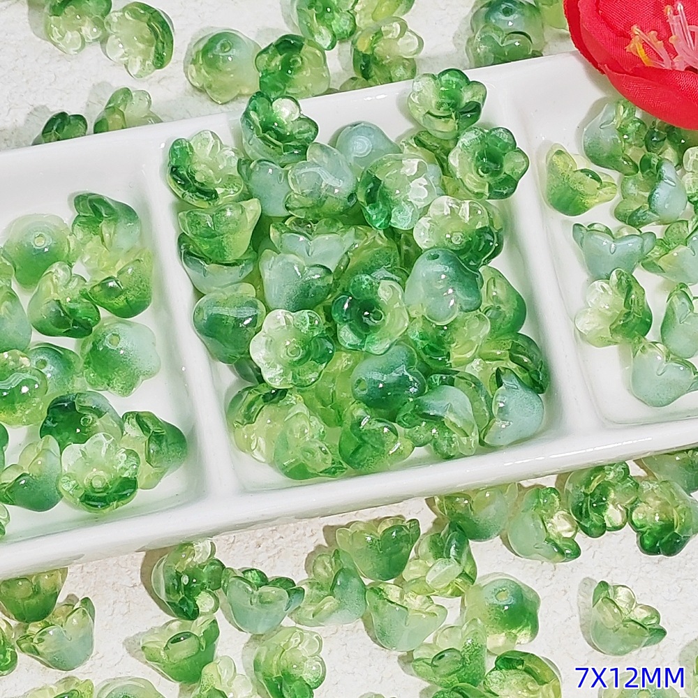 7x12mm glass beads, lily of the valley scattered beads, campanula flower buds, bell flower, diy jewelry, hairpin, beading material undefined