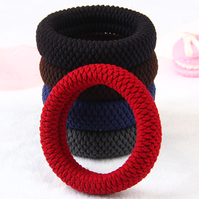 High-elasticity seamless hair bands for girls, widened and thickened hair ties, simple hair ties for adults, fresh and durable leather cases details Picture