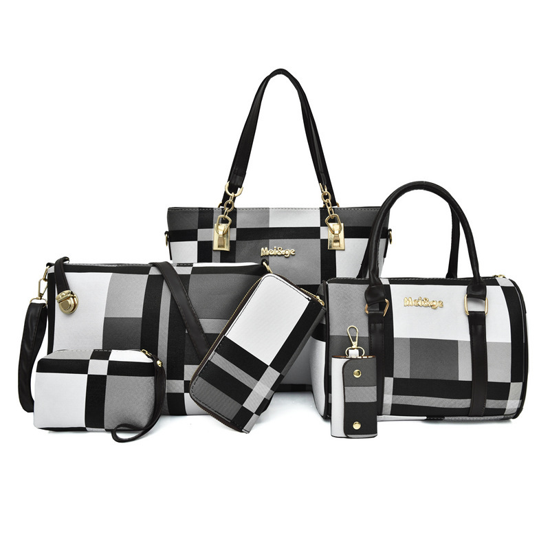 2024 New six-piece set of mother and child bags, women's bag with bone texture, European and American style, single-shoulder crossbody handbag, factory direct sales undefined