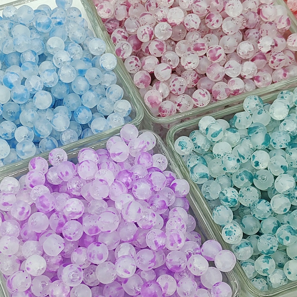 10mm frosted beads, floating flower jade, broken glass beads, round beads, scattered beads, diy handcrafted beaded bracelet, necklace material accessories details Picture