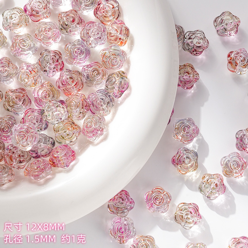 Wholesale of new glass rose, pointed flower, handcrafted beaded DIY bracelets, necklaces, hairpins, accessories and materials undefined
