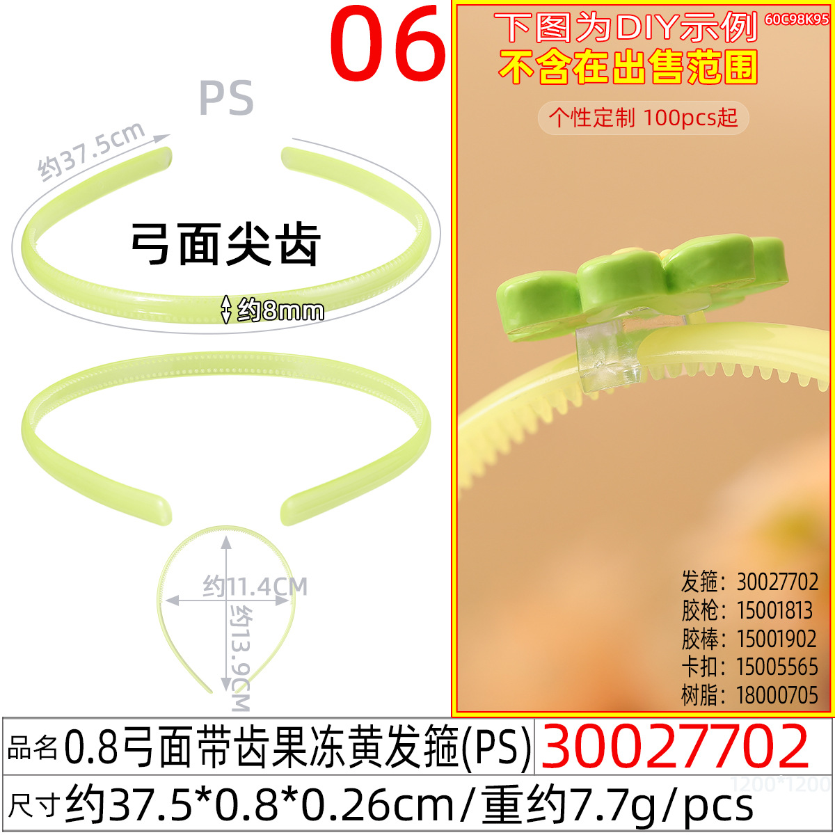 0.8弓面带齿发箍小清新果冻基础头箍女 少女彩色洗脸百搭防滑压发 Application Scenario