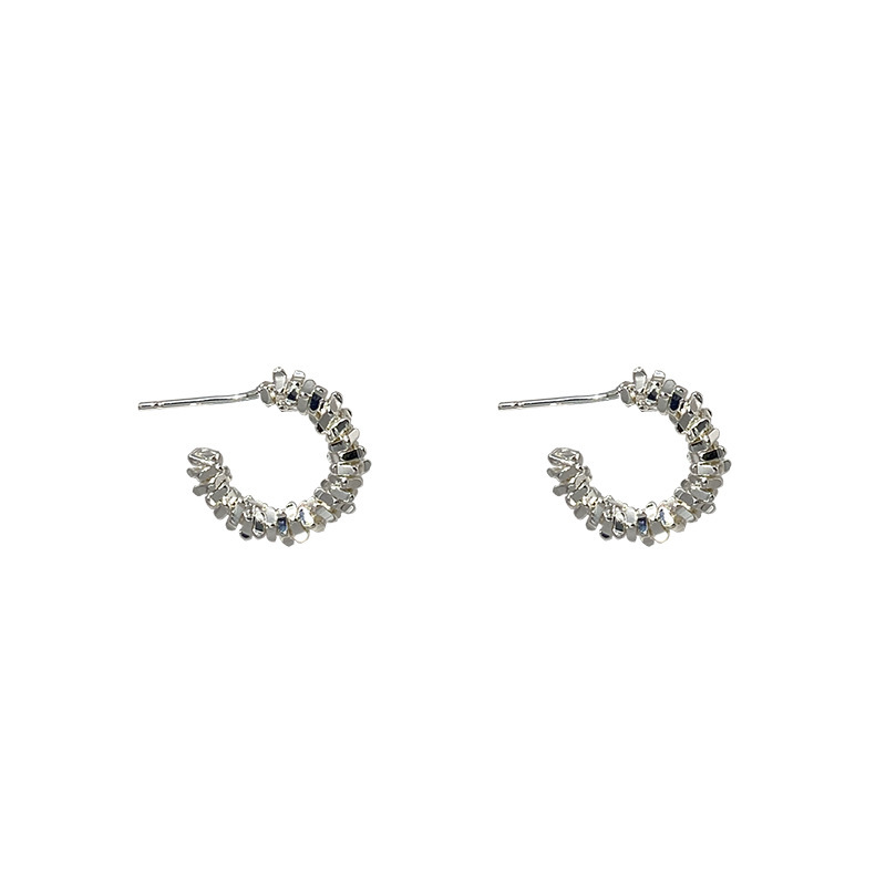 The C-shaped silver earrings for women feature a unique French design with a cold style. The stud earrings exude a sense of sophistication and elegance Item Picture