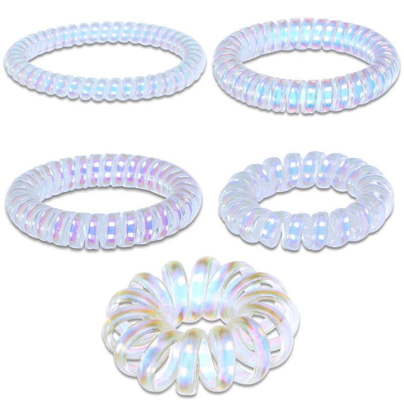 Black telephone line hair tie, large, medium and small sizes, Korean seamless, shiny, high-elastic hair tie, high ponytail hair band for women Specification image