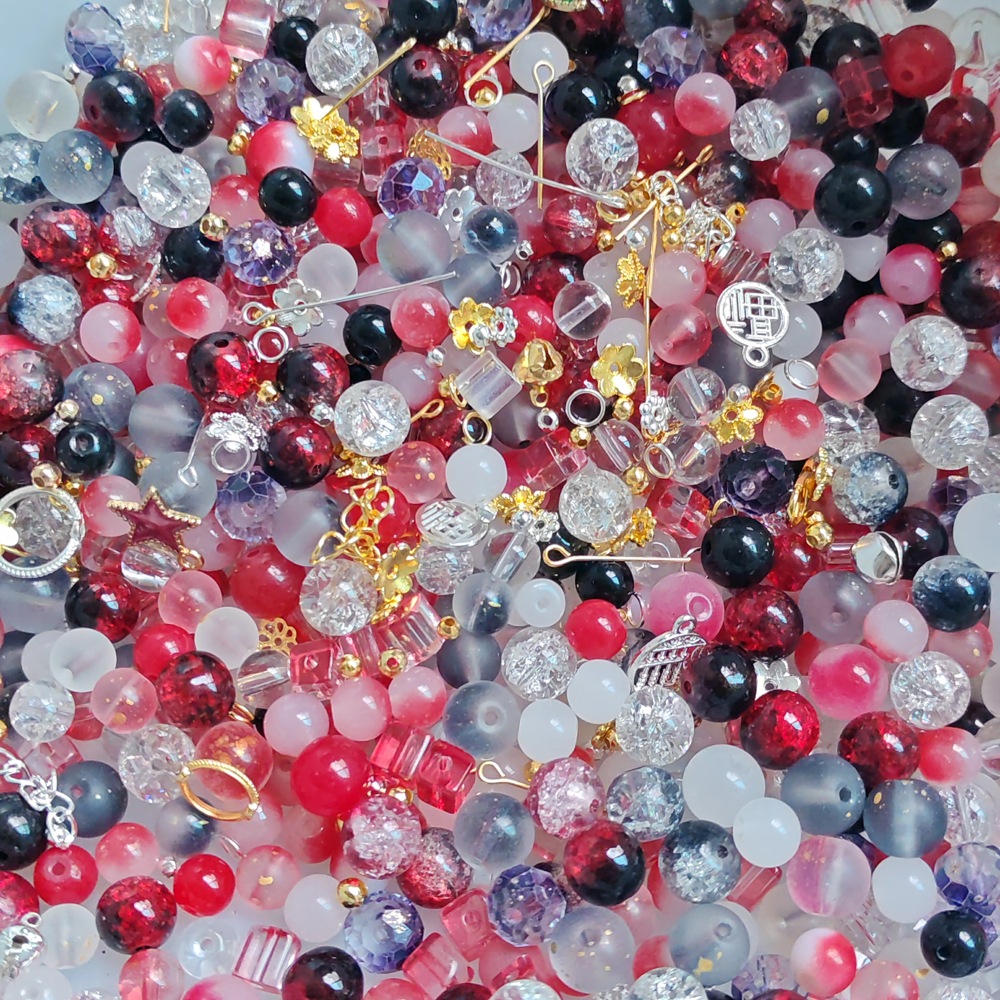 Weigh the scattered beads by jin (4-10MM), mixed color glazed beads, peach blossoms, starry sea, purple Qi Coming from the East, mixed beads undefined