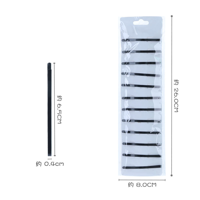 Extended pure black straight hair clips, steel hair clips, Korean hair clips, black large and small bow clips, side clips, bangs clips, hair clip clips details Picture