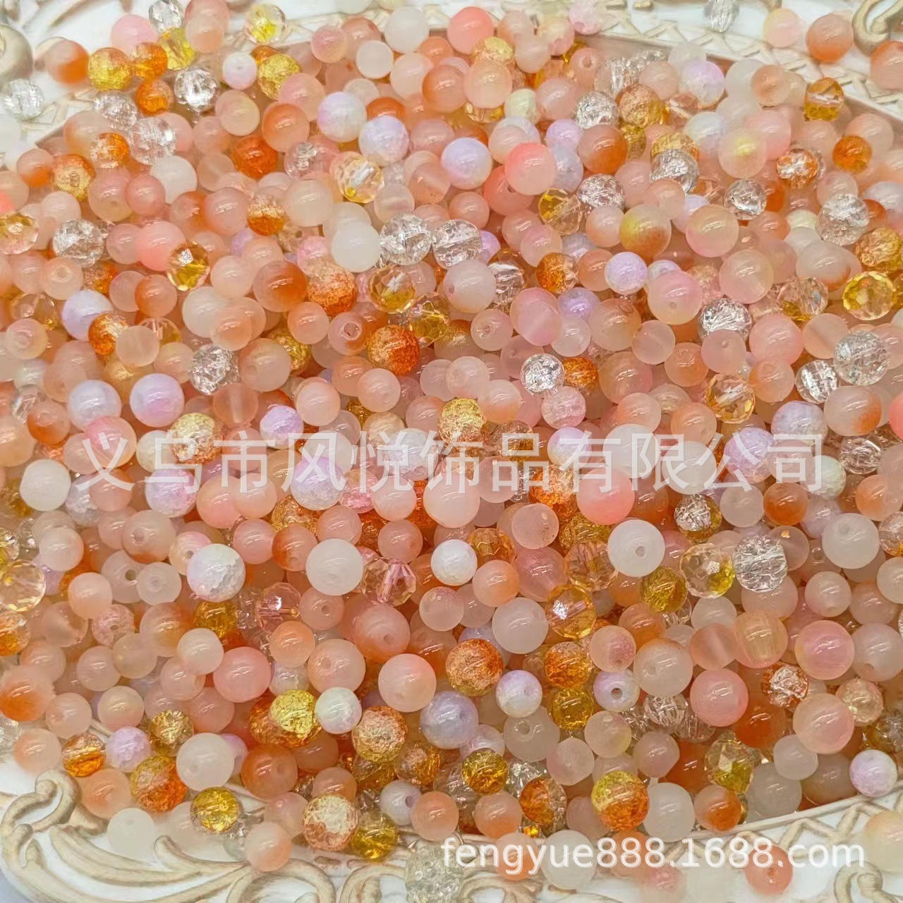 Weigh the scattered beads by jin (4-10MM), mixed color glazed beads, peach blossoms, starry sea, purple Qi Coming from the East, mixed beads undefined