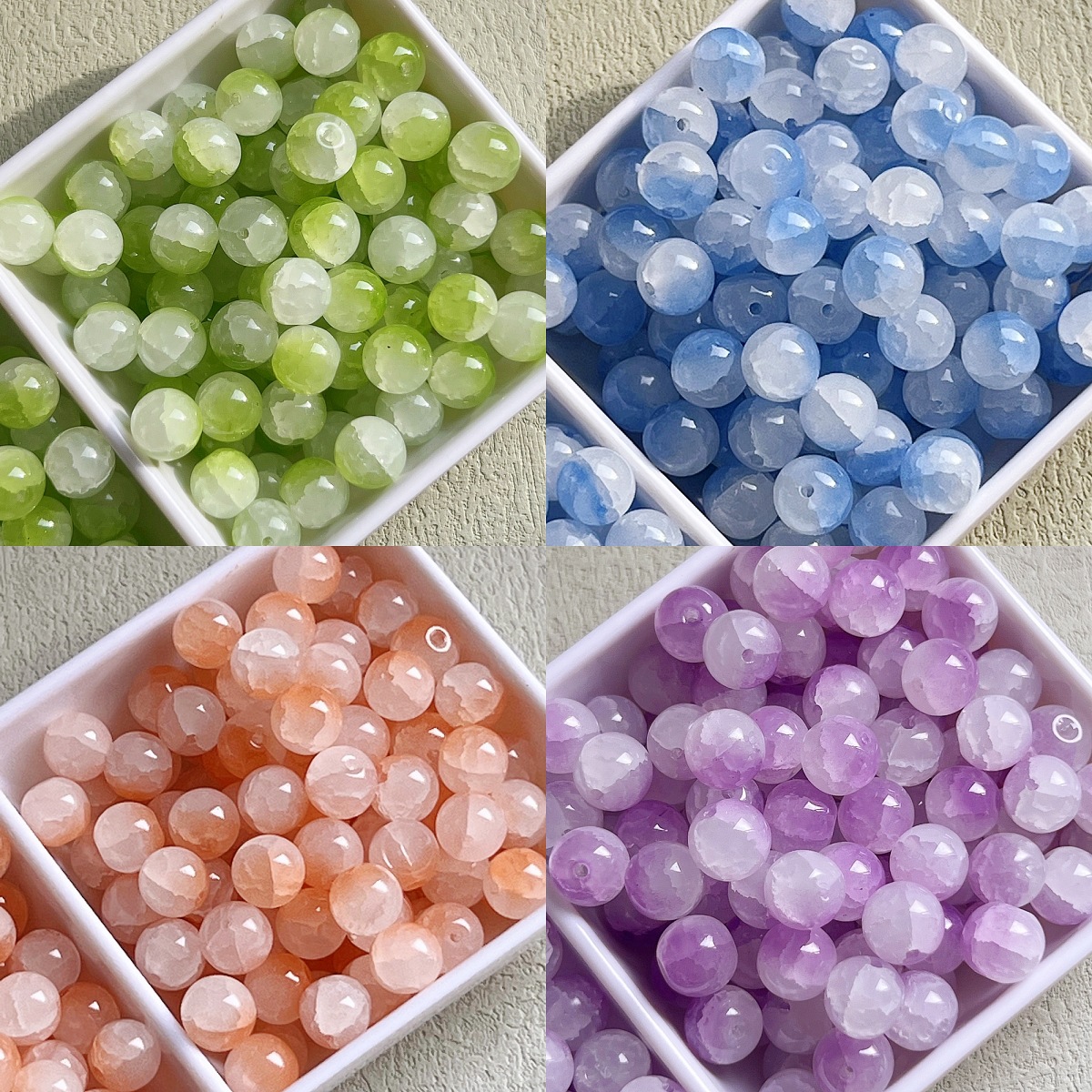10mm transparent jade-broken glass beads, new summer 2024 ice-cracked string beads, DIY handcrafted bracelet, necklace, loose beads Application Scenario