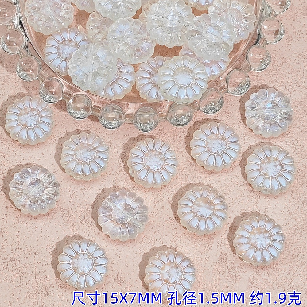 diy handcrafted glass sunflower straight-hole sunflower accessories, hairpins, bracelets, necklaces, beaded material jewelry undefined