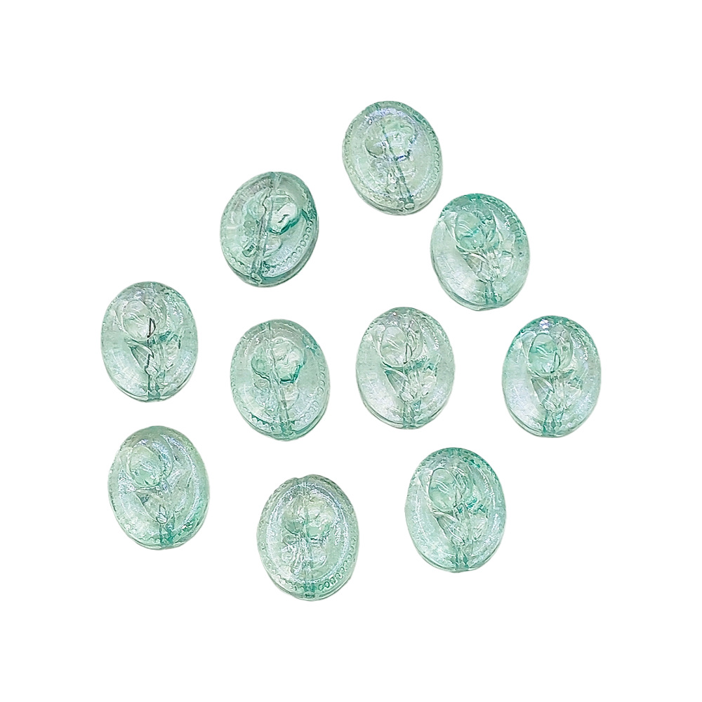 15x18mm oval glass flower brand glass rose through-hole beaded diy handmade necklace and bracelet material accessories Item Picture
