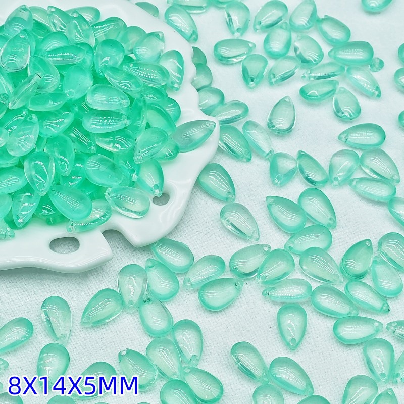 8x14mm glass accessory water drop pendant, flat water drop diy jewelry accessory pendant hole, ancient-style material scattered beads undefined