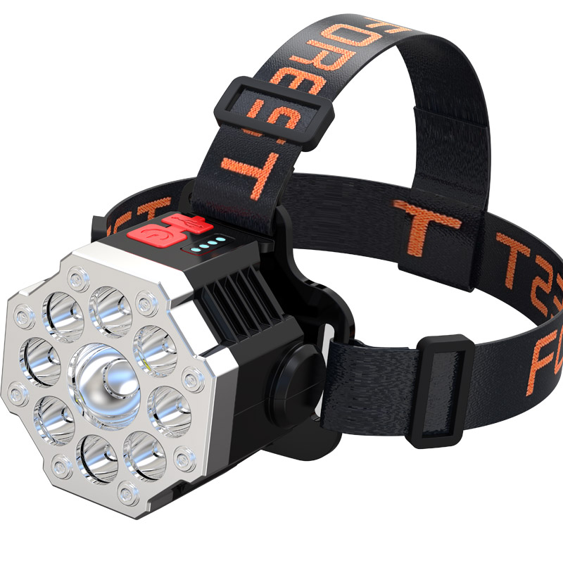 Wushang headlamps, outdoor headlamps, head-mounted nine-head lamps, ultra-bright and long-lasting flashlights, night fishing lamps, and illuminated miner's lamps Item Picture