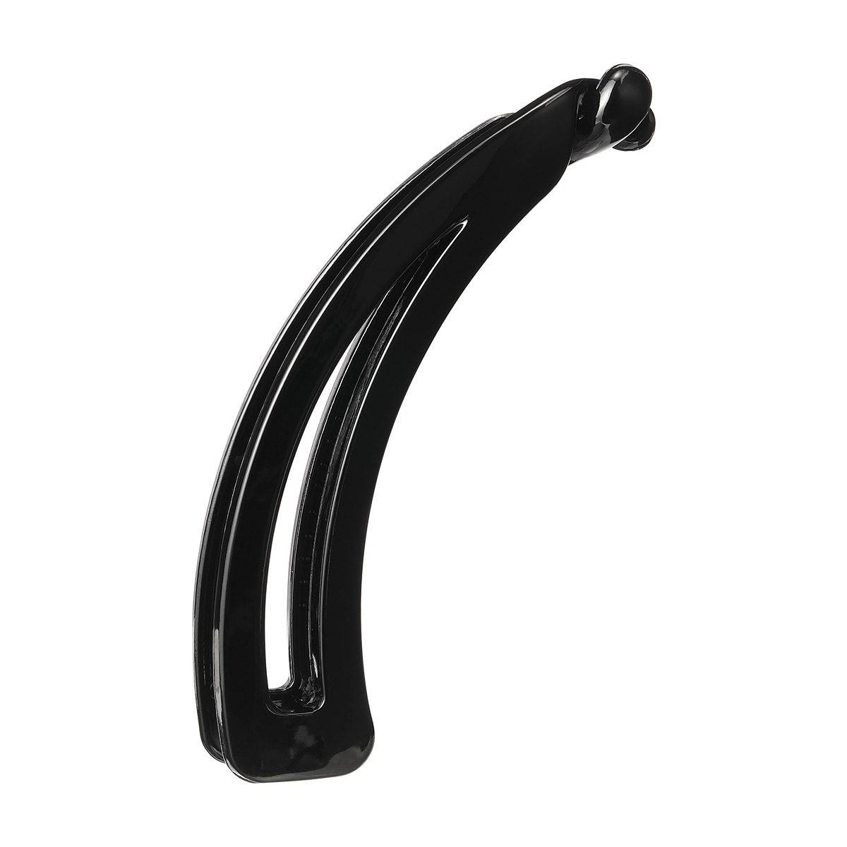 New bright black hollowed-out moon-shaped twist clip and rear ribbon ponytail vertical clip from Japanese and Korean ins banana clip hair accessory Item Picture