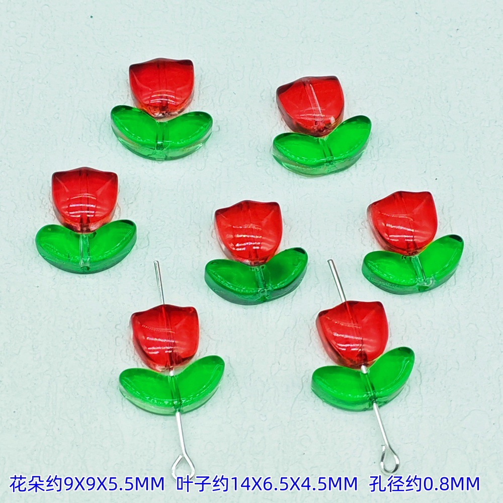 Jelly powder gradient glass, tulip petal beaded material, DIY handmade bracelet, earrings, accessories, hairpins undefined
