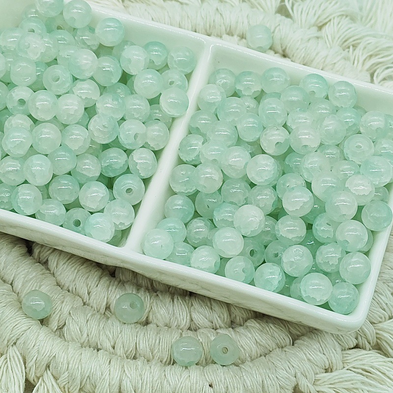 6mm jade broken glass beads, new ice-cracked beads, fresh and sweet diy accessories, fashionable scattered beads bracelet, small round beads undefined